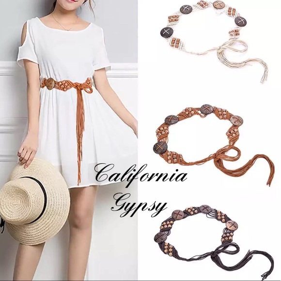 Accessories - Macrame vintage wood bead belt